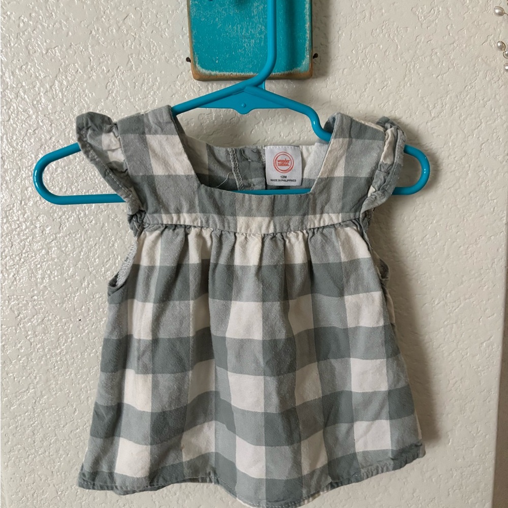 Wonder Nation Gray and White Plaid Baby Top
